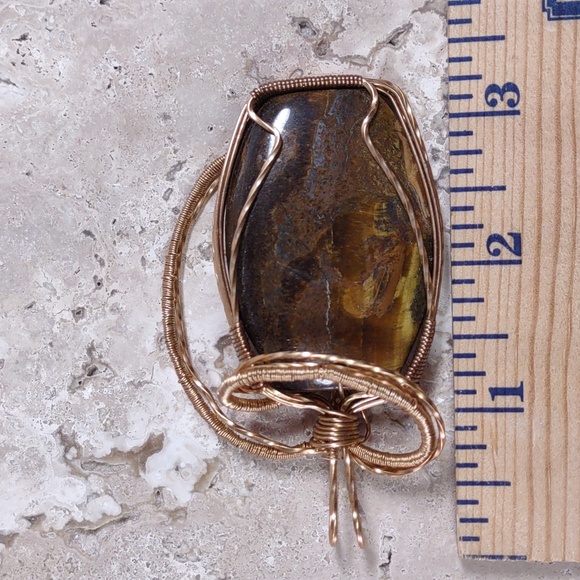 Copper Wire Wrapped Stone Pendant - Picture 4 of 4